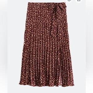 Skies Are Blue Brown Patterned Midi Skirt